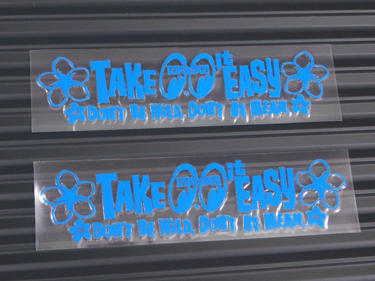 ◆送料\110◆【MOONEYES・ムーンアイズ】※《TAKE it EASY ステッカー・ブルー / 2枚セット》 DM215BL 転写式 抜きタイプ拍卖