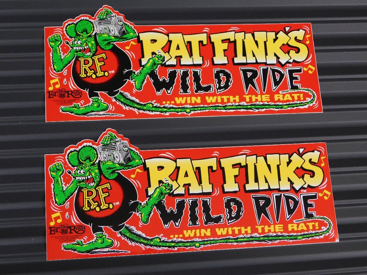 ◆送料\110◆【Rat Fink・ラットフィンク】※《バンパーステッカー・ WILD RIDE / 2枚セット》 RDF050 80×180mm ムーンアイズ拍卖