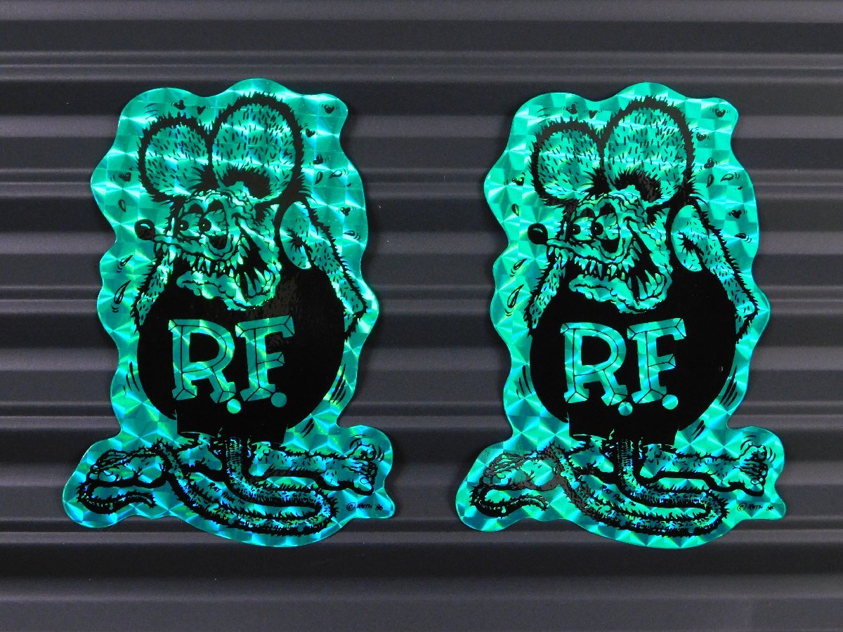 ◆送料\110◆【Rat Fink・ラットフィンク】※《プリズムステッカー・グリーン / 2枚セット》 RDF043 MOONEYES ムーンアイズ拍卖