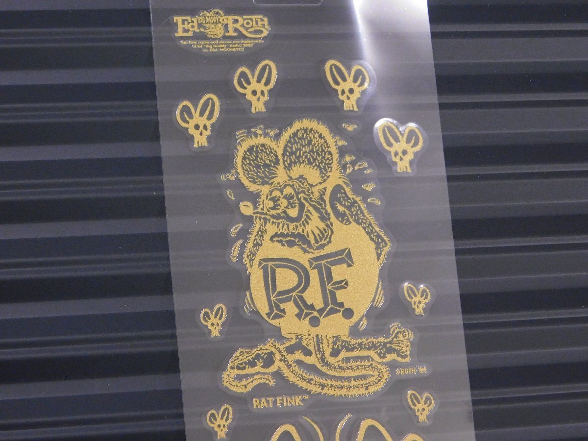 ◆送料\110◆【Rat Fink・ラットフィンク】※《スカルフライデカール・ゴールド》 RDF035GO MOONEYES ムーンアイズ 転写式拍卖