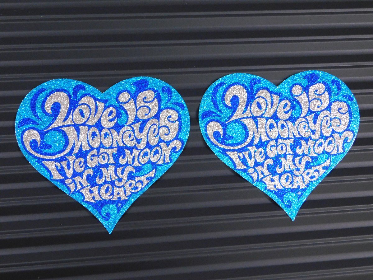 ◆送料\140◆【MOONEYES・ムーンアイズ】※《Love is MOONEYESステッカー・ブルー / 2枚セット》 DM080BL メタルフレーク拍卖