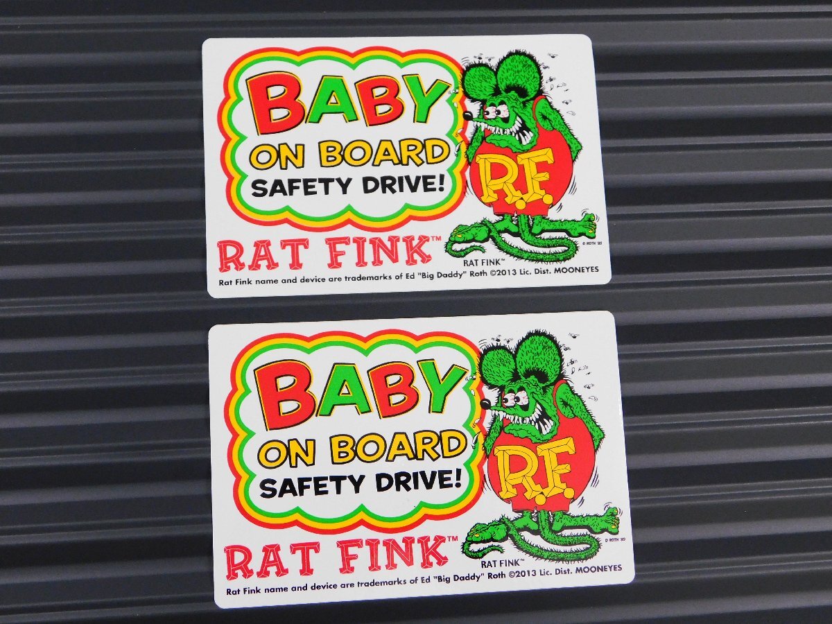 ◆送料\110◆【Rat Fink・ラットフィンク】※《BABY ON BOARD・ベイビーオンボードステッカー / 2枚セット》 RDF044 ムーンアイズ拍卖