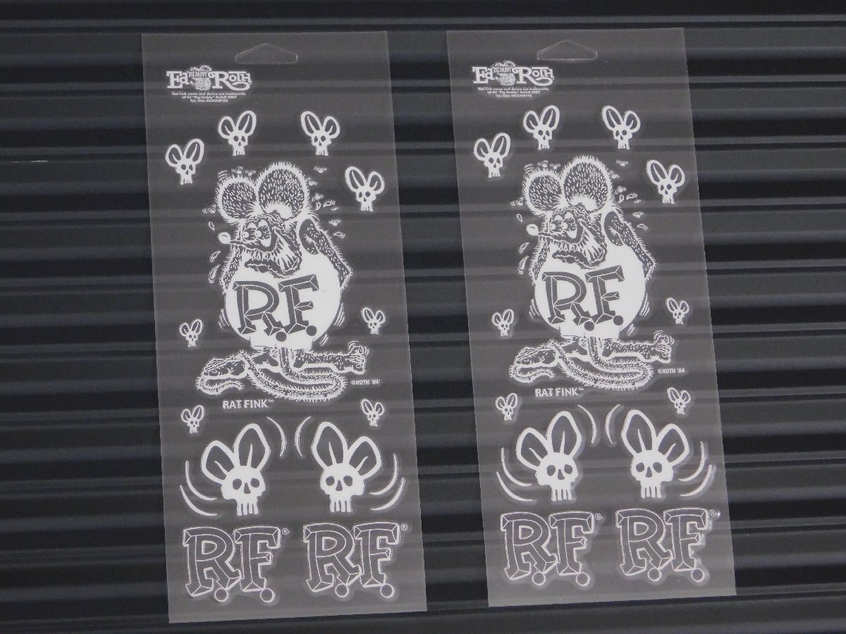 ◆送料\110◆【Rat Fink・ラットフィンク】※《スカルフライデカール・ホワイト / 2枚セット》 RDF035WH ムーンアイズ 転写式拍卖