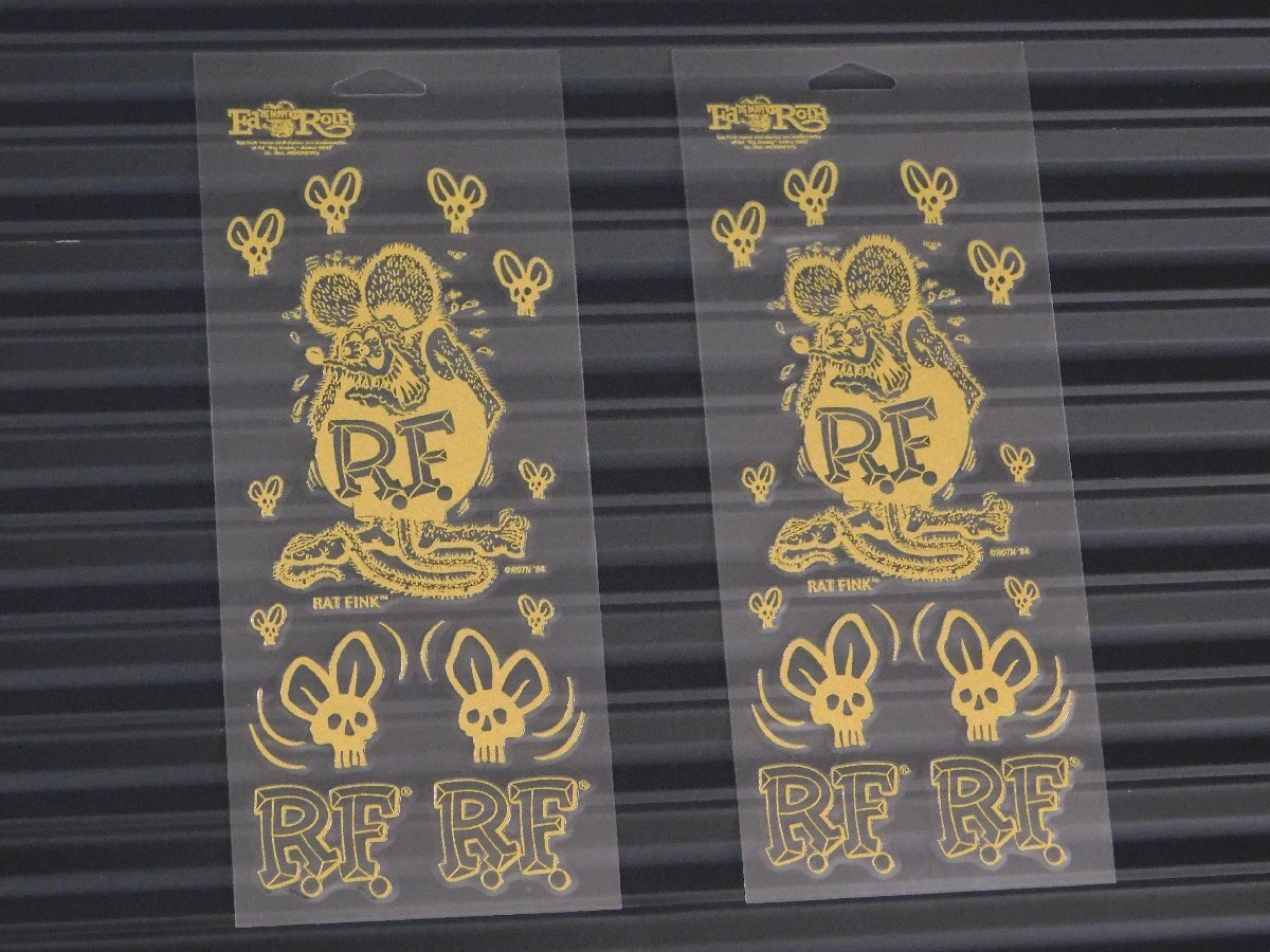 ◆送料\110◆【Rat Fink・ラットフィンク】※《スカルフライデカール・ゴールド / 2枚セット》 RDF035GO ムーンアイズ 転写式拍卖