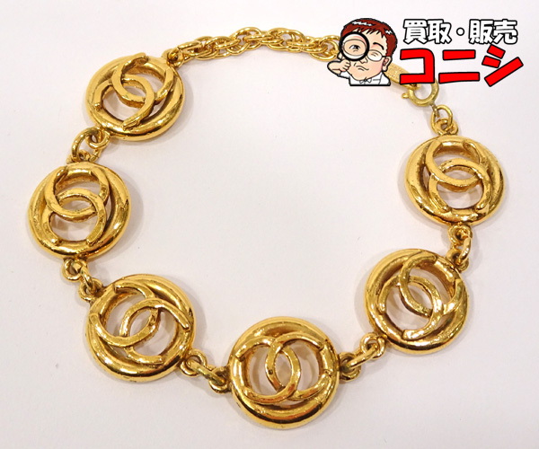 【質コニシ】【CHANEL/シャネル】ブレスレット ゴールド金具 1982年 ヴィンテージ ココマーク レディース【送料込み】k1853l拍卖