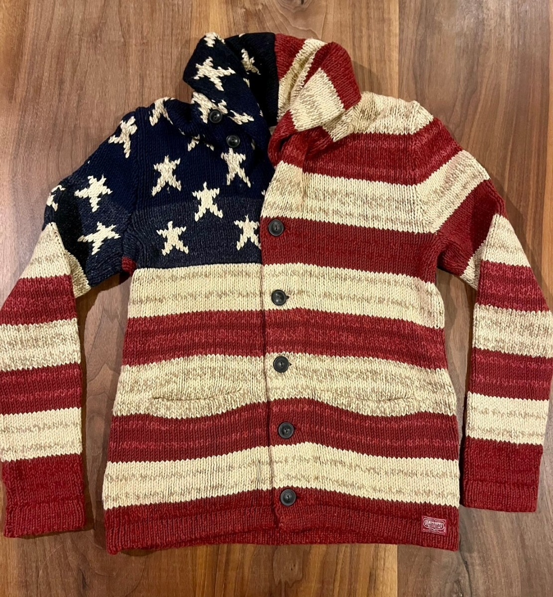 DENIM&SUPPLY デニム&サプライRalph Lauren 星条旗柄ショールカラーXS ニットカーディガン拍卖