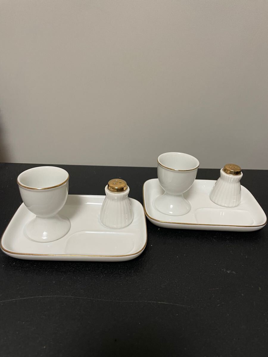 エッグカップセット ホワイト ゴールド 2セット 20250116拍卖