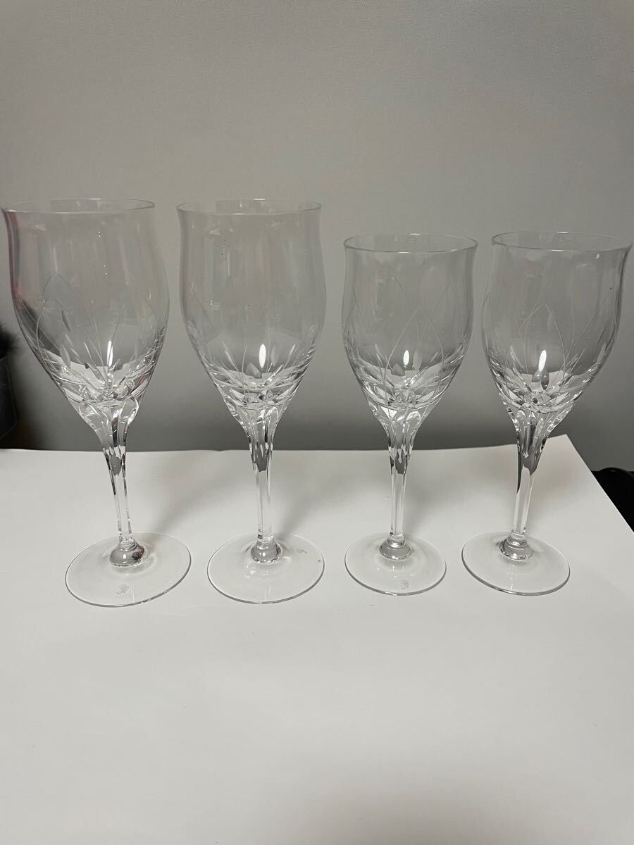 ナハトマン エッチング装飾高脚ワイングラス大、中、4個セット20250120拍卖