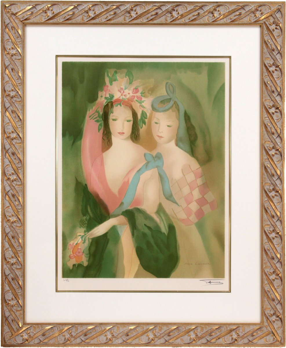 マリー・ローランサン 「ブルーのリボン」 リトグラフ 版画 絵画 - 北海道画廊拍卖