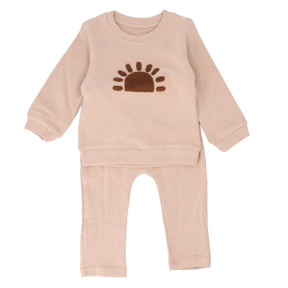 ☆ ライトブラウン ☆ 90cm ☆ セットアップ キッズ セットアップ キッズ 上下セット 長袖トップス パンツ ズボン ベビー トップス拍卖