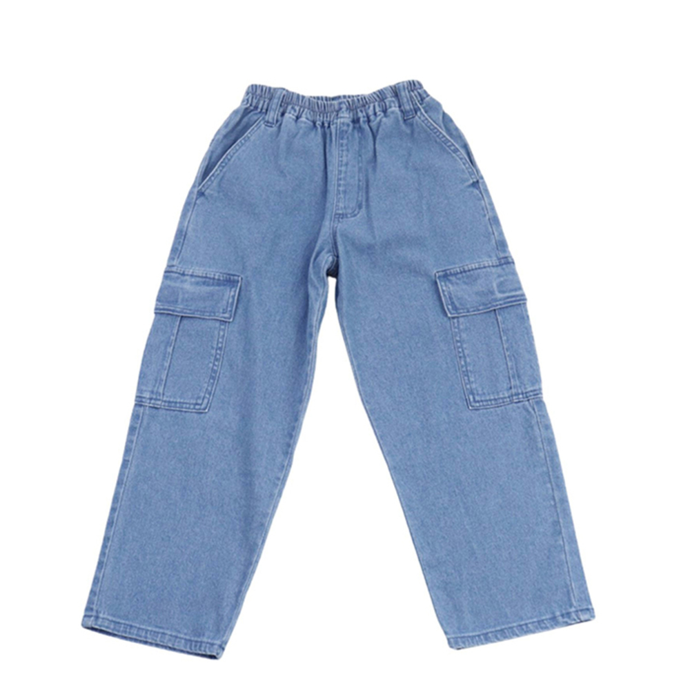 ☆ ブルー ☆ 150cm ☆ Njeans エヌジーンズ 81018 ストレッチ デニム カーゴパンツ パンツ キッズ 子供服 カーゴパンツ ズボン デニム拍卖