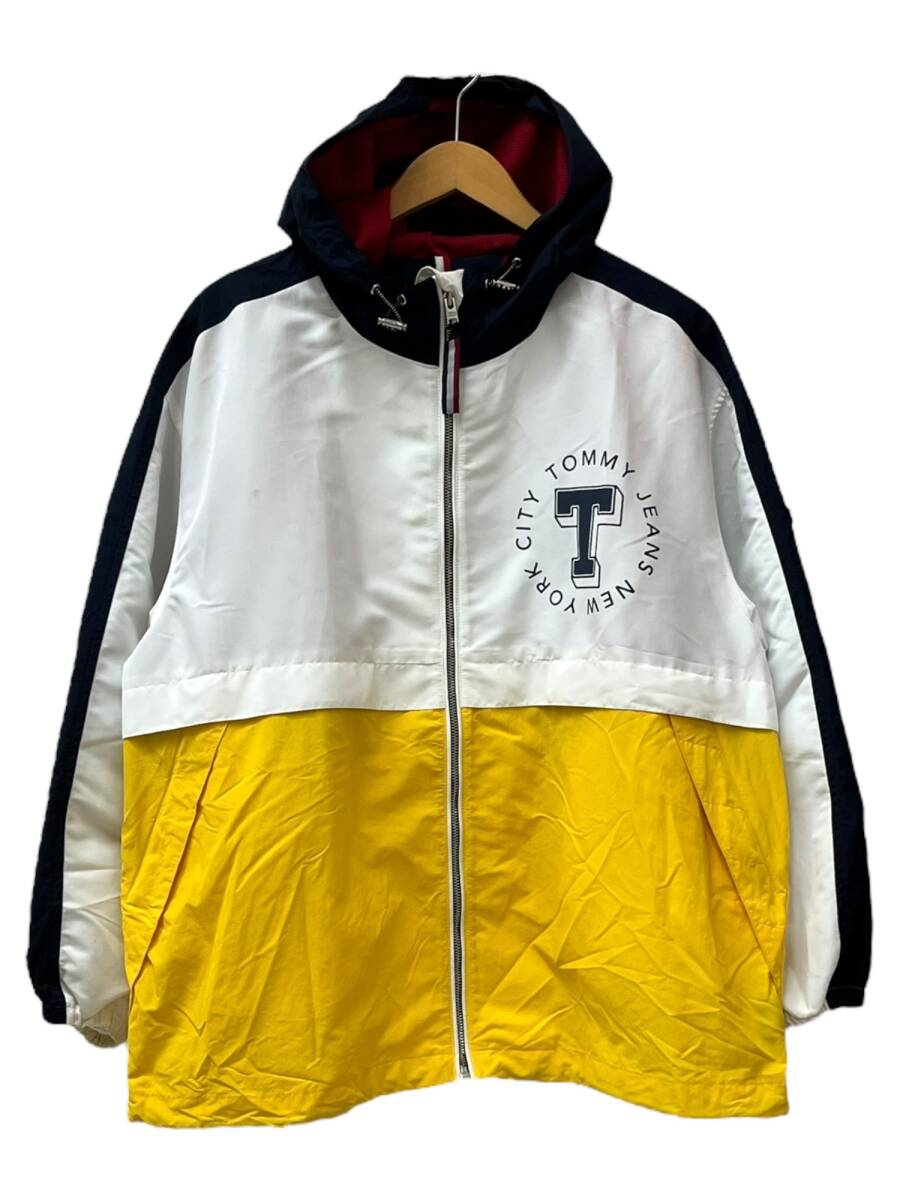 TOMMY JEANS (トミージーンズ) マウンテンパーカー ナイロンジャケット M ホワイト×ネイビー メンズ/036拍卖