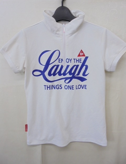 【KCM】sta-630-S★古着・中古★レディース ゴルフウェア 【le coq sportif/ルコック】半袖ハイネックシャツ ハーフジップ ホワイト S拍卖
