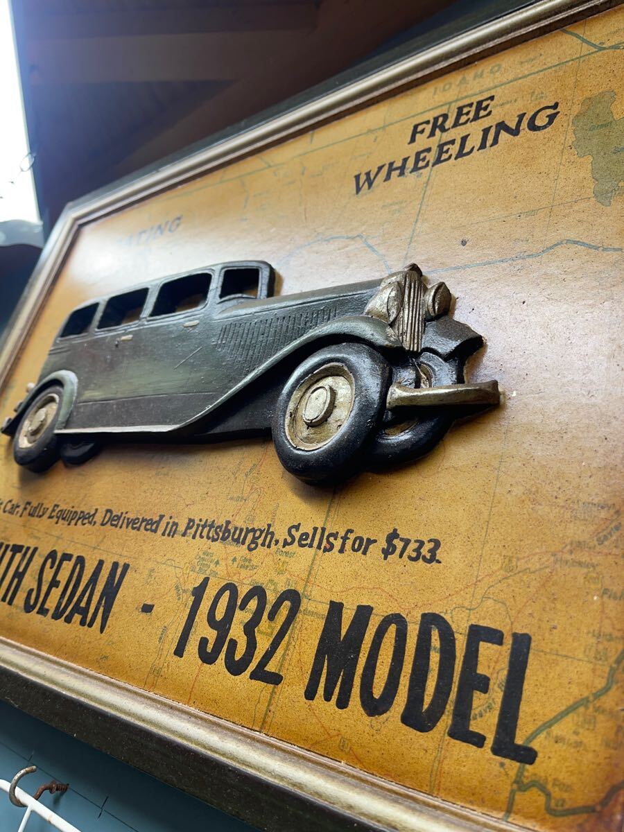 壁面装飾 立体 3D ウォールプラーク アート デコレーション 1932 プリムス プリマス 54cmx39cm デュース ホットロッド アンティーク 壁拍卖