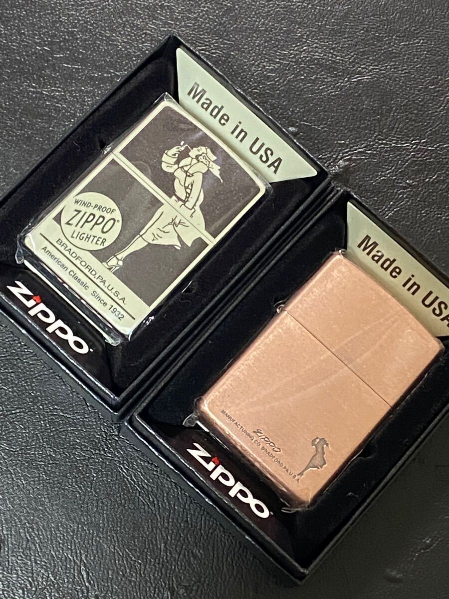 zippo ウィンディ 前面加工 2点 ブロンズ ビックシルエット 希少モデル 2023年製 WINDY ケース 保証書付き拍卖