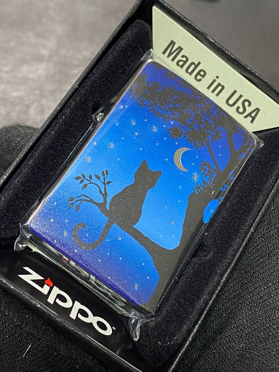 zippo 猫 星空 前面加工 夜景 希少モデル 2022年製 ケース 保証書付き拍卖
