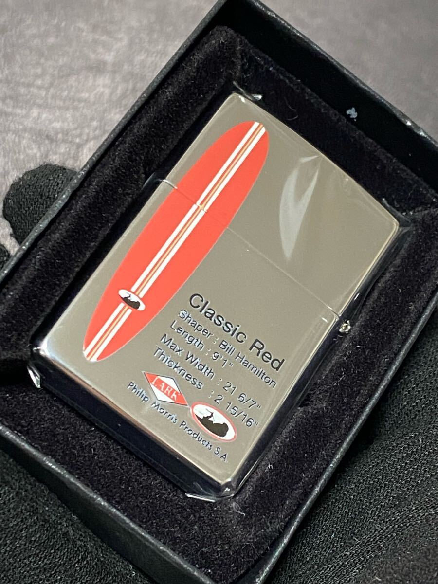 zippo LARK Classic Red 限定品 3面加工 希少モデル 2004年製 ラーク サーフボード シルバーインナー 2004年製 ケース 保証書付き拍卖