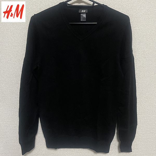 送料無料 H&M ニット コットン セーター SWEATER ブラック モード ミリタリー アメカジ アイビー プレッピー ユーロ Old Vintage Rare 古着拍卖