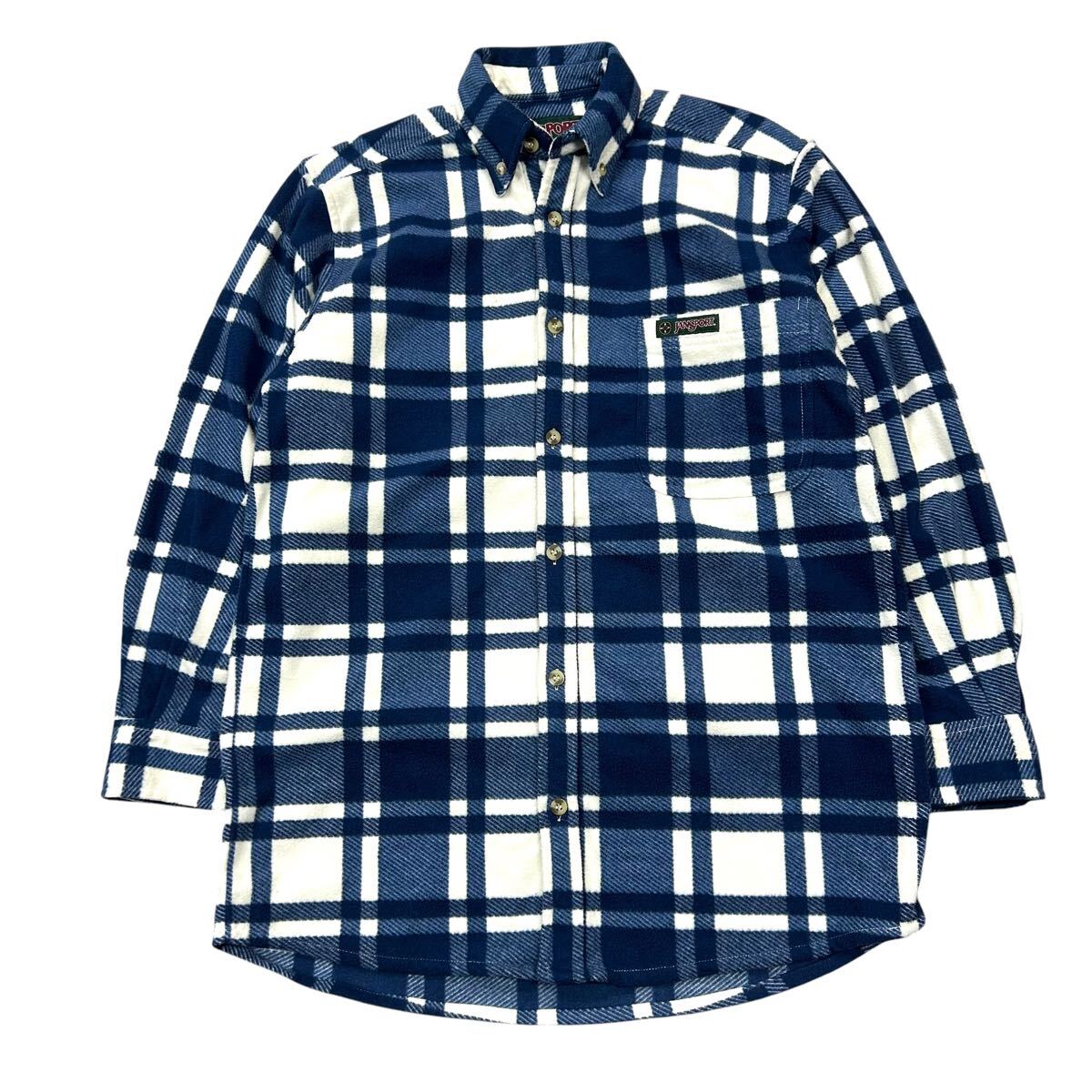 90's古着 JANSPORT/ジャンスポーツ ネルシャツ ポリエステル100% メンズM ブルー/ホワイト拍卖