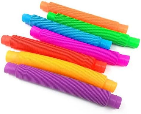 レインボー ポップチューブ 7色セット プル ポップ 伸びる おもちゃ ストロー ストレス解消 子供 大人 拍卖