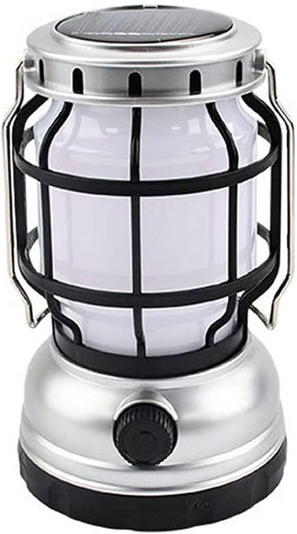 LEDランタン USB充電式 高輝度 【USB&ソーラー充電式】シルバー拍卖