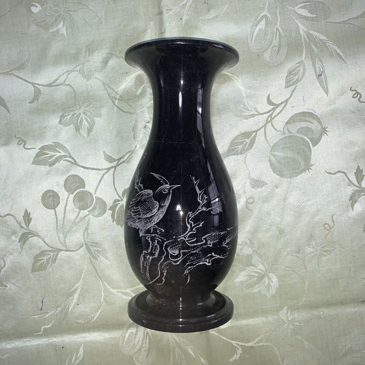 黒石花器 記念品 鳥柄 一輪挿し 花器 置物 花入れ拍卖