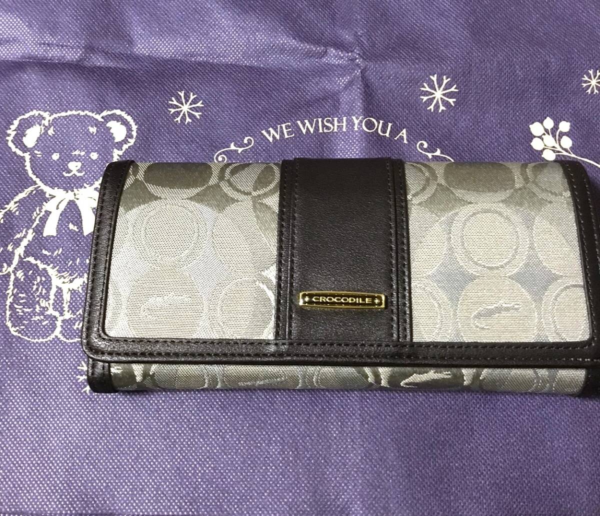 新品 タグ付き クロコダイル 長財布 新財布 グレー~シルバー 迷彩風デザイン 財布 拍卖