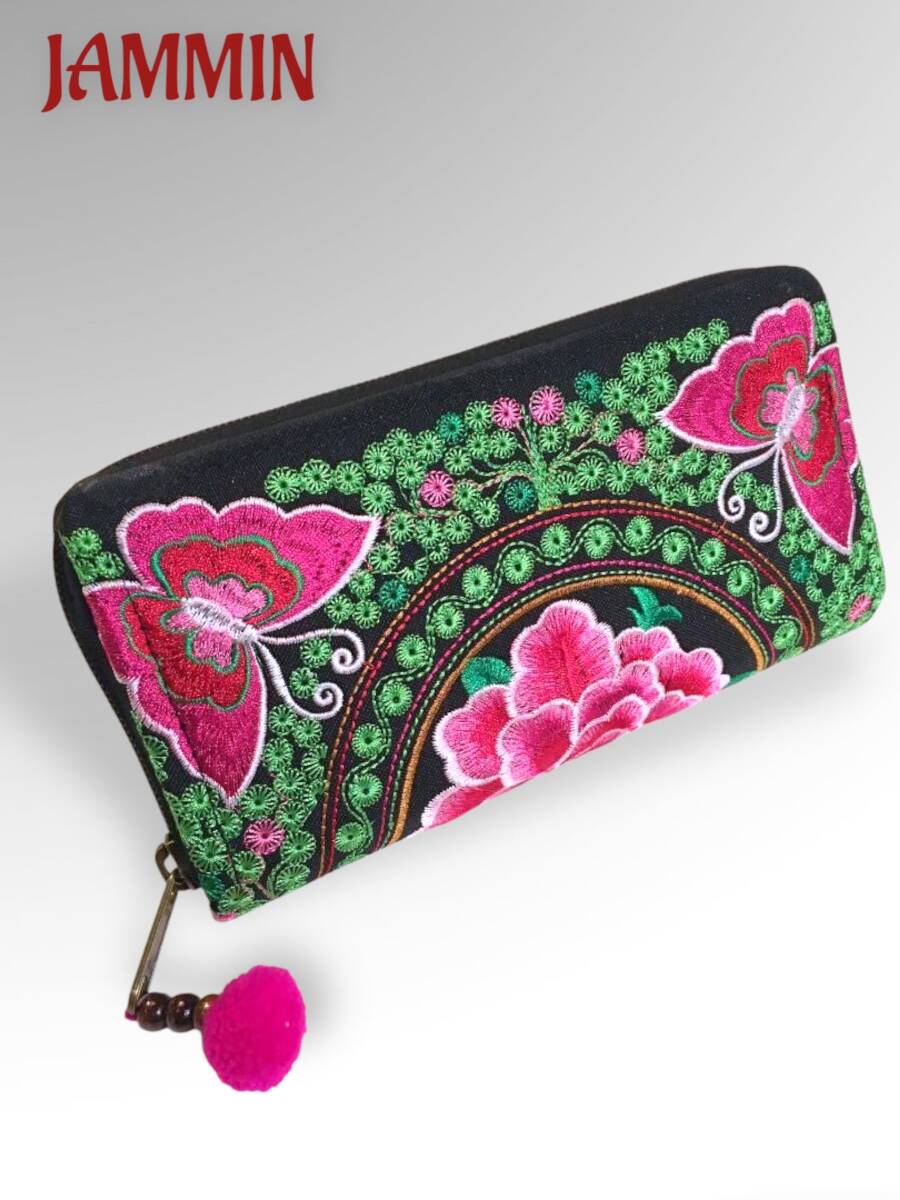 モン族バタフライ刺繍財布 エスニック アジアン 民族 財布 モン族拍卖