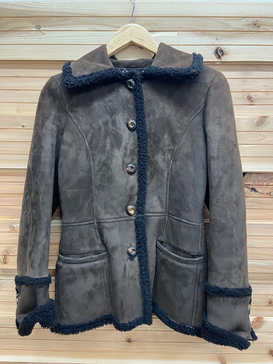 1 Salvatore Ferragamo サルヴァトーレ フェラガモ リアルレザー 40 ファー ムートン ジャケット アウター ブラン系拍卖