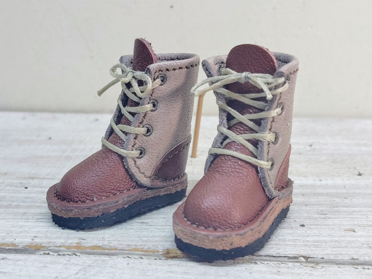 ネオブライス ピュアニーモ ICドール リカちゃん オビツ プーリップ モンスト ハンドメイド本革 レースアップブーツ 051拍卖