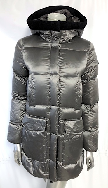 二点以上で送料無料! A048【美品】AIGLE エーグル フード付き ダウンコート ロング丈 ジャケット 34 シルバー アウターレディース 防寒 拍卖