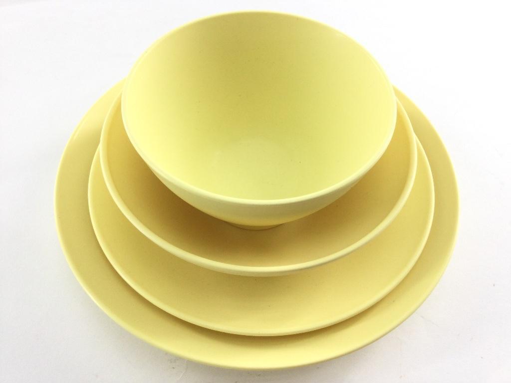 お米から生まれた ほわり食器 4点セット 椀 ボウル プレート180cm プレート210cm バイオマスプラスチック 日本製 イエロー拍卖