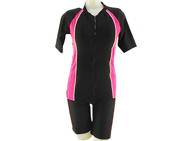 レディース水着 2点セット 袖付き 補正 パワーネット 体型カバー 大きいサイズ 4L ブラック拍卖