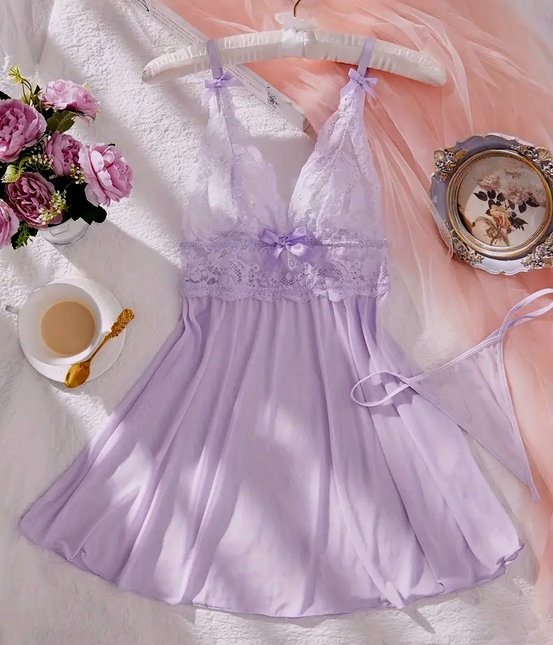 ◆ ラグジュアリー フローラルレース スリップ 3L-70(バスト100-108cm 着丈 約70cm) ラベンダー系♪新品:大きいサイズ◆送料230円(匿名)◆拍卖