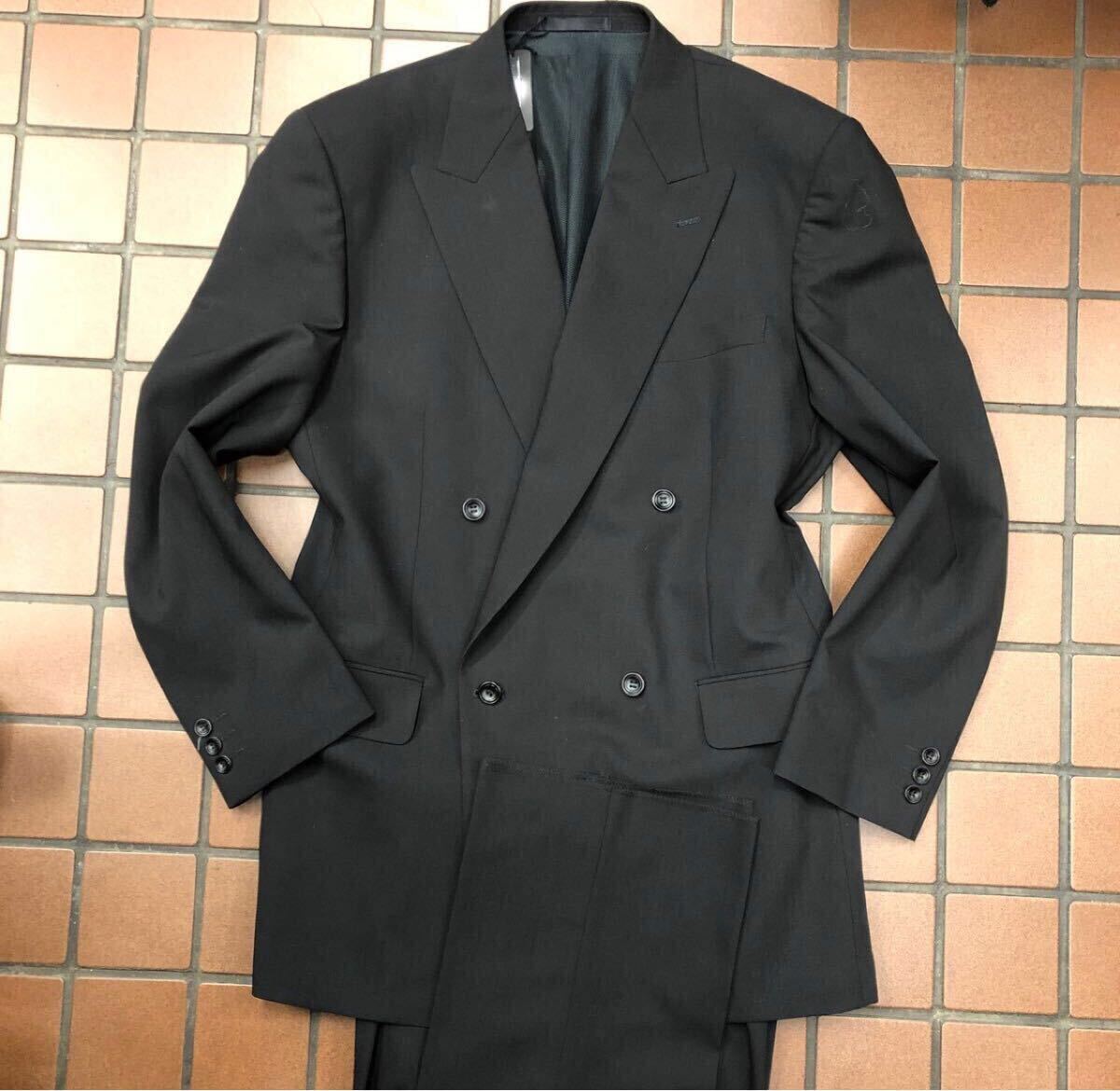 新品★未使用【A7 XL相当★軽い着心地】4Bダブルスーツ 礼服 メンズ ブラックフォーマル 背抜き 冠婚葬祭 喪服 セットアップ アジャスター拍卖