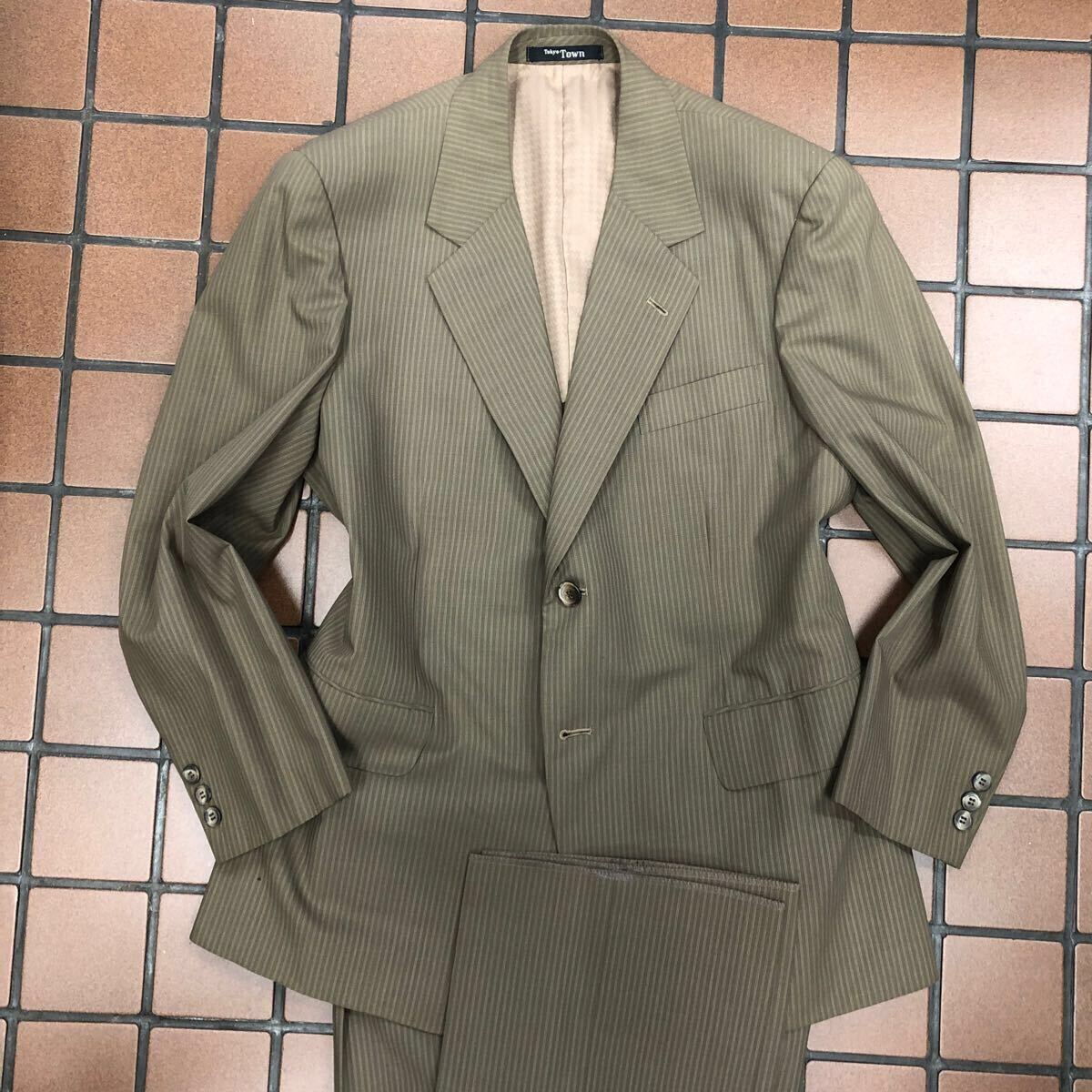 新品☆未使用【サイズB4 M★ヴィンテージ】2Bシングルスーツ ブラウン メンズスーツ 背抜き センターベンツ ノータック セットアップ 拍卖