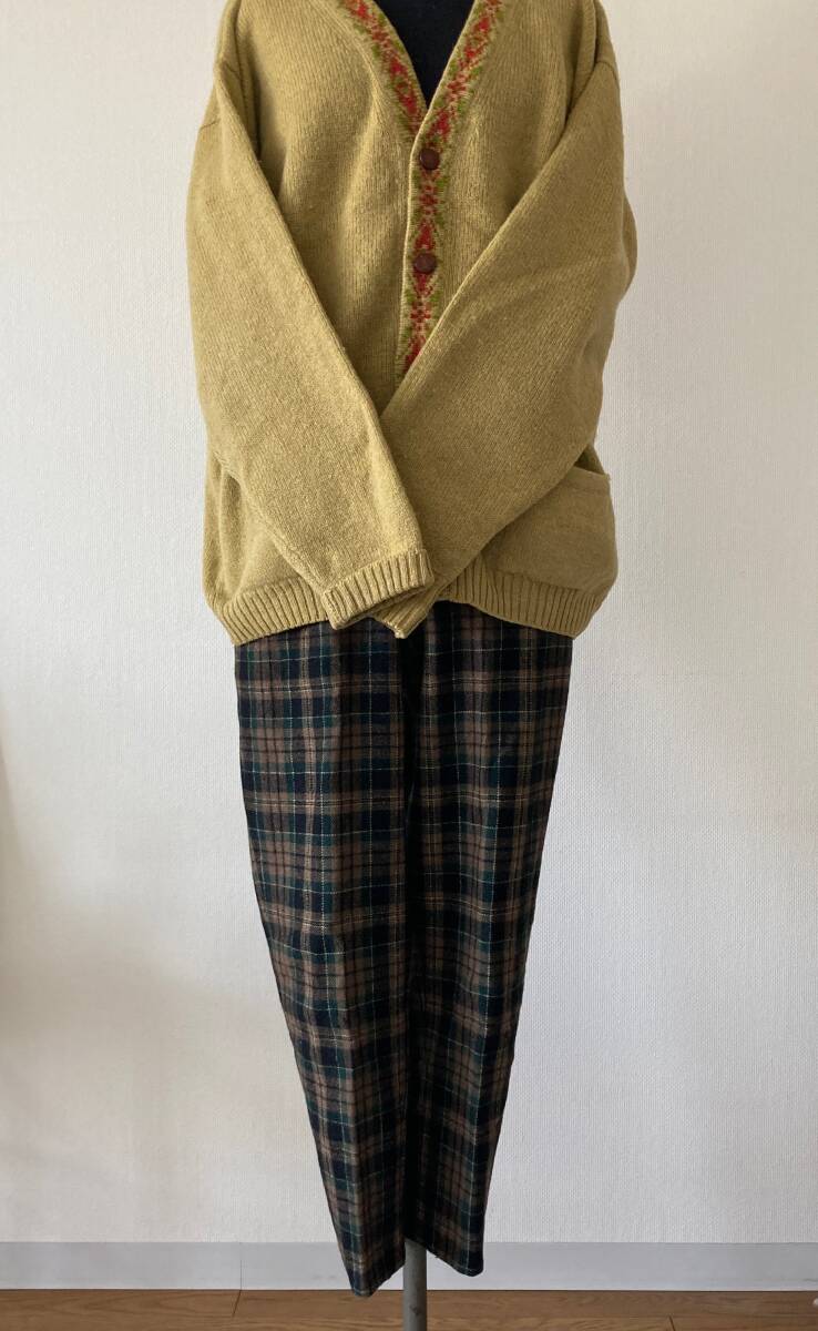 *レトロ古着 ウール混チェックパンツ/w66 テーパード USED 80's 90's 裏地付き拍卖