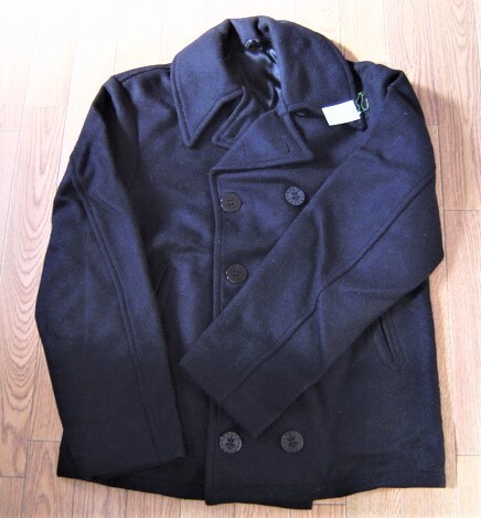 クリアランスセール 送料無料 サープラス US NAVY 毛 混 メルトン ピーコート 黒 L メンズ 人気拍卖