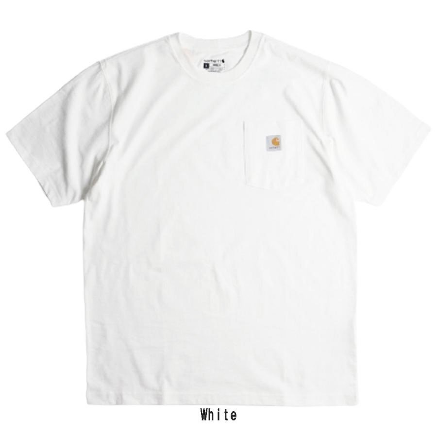 Carhartt カーハート work wear 厚地 ヘビーウェィト ポケットTシャツ 半袖 丸首 クルーネック K87 メキシコ製 白 S 新品拍卖