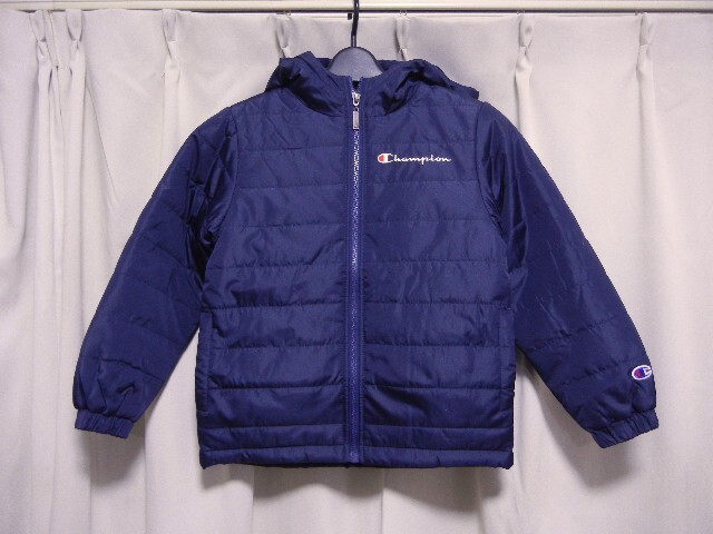 130 ボーイズ champion チャンピオン 防風保温 中綿ジップフーデットジャケット ネイビー拍卖