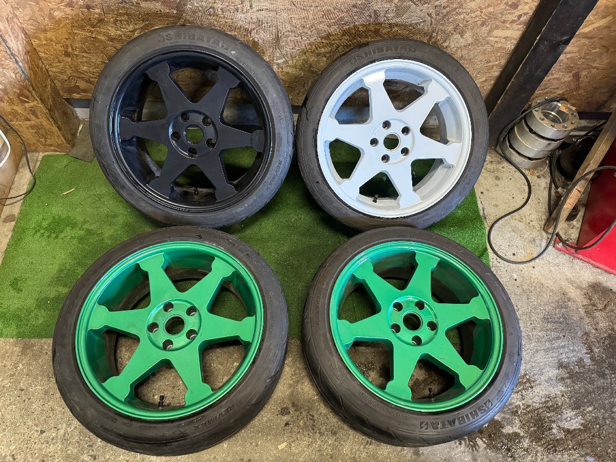 ヤバKING YBK-1P 18インチ 8.5J +22 PCD114.3 5H 235/40ZR18 SHIBATA RYDANZ 2022年製 バリ山 夏タイヤ タイヤホイール 4本セット K29拍卖