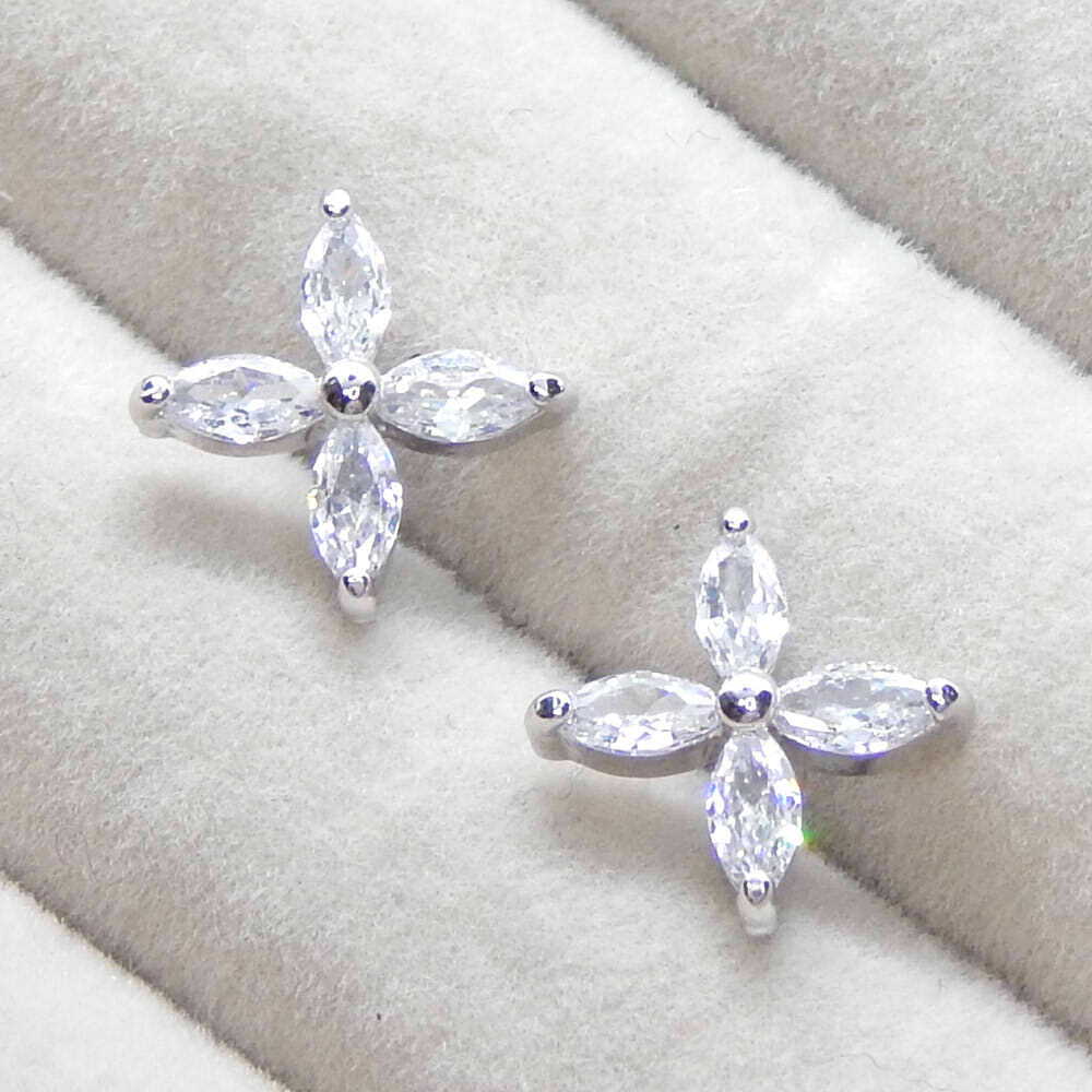 再入荷★新品★4連CZダイヤモンドピアス 1.2ct プラチナ仕上 シルバー925 限定 レディースアクセサリー ジルコニア イヤリング化可拍卖