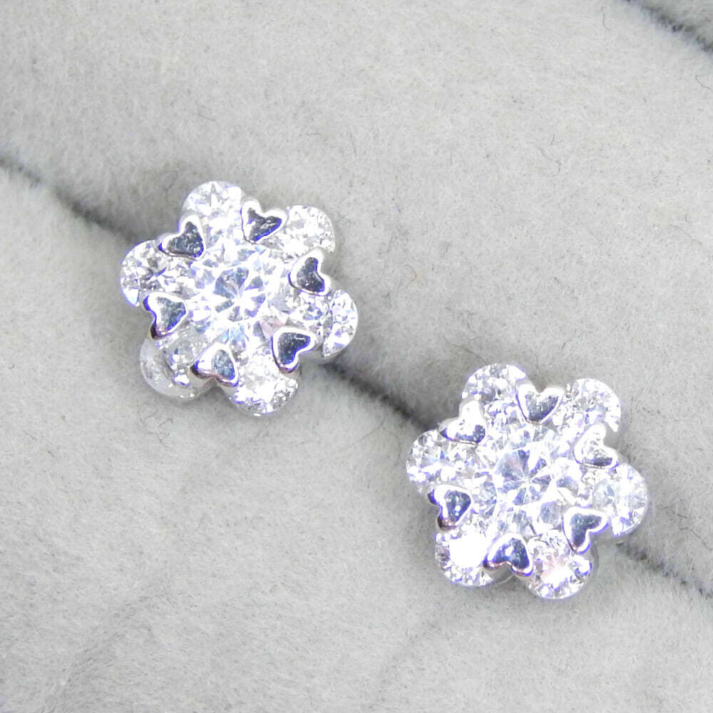 再入荷★送料無料 雪 CZダイヤモンドピアス レディースアクセサリー ジルコニア シルバー925 超美品 プラチナ仕上 限定 イヤリング化可拍卖
