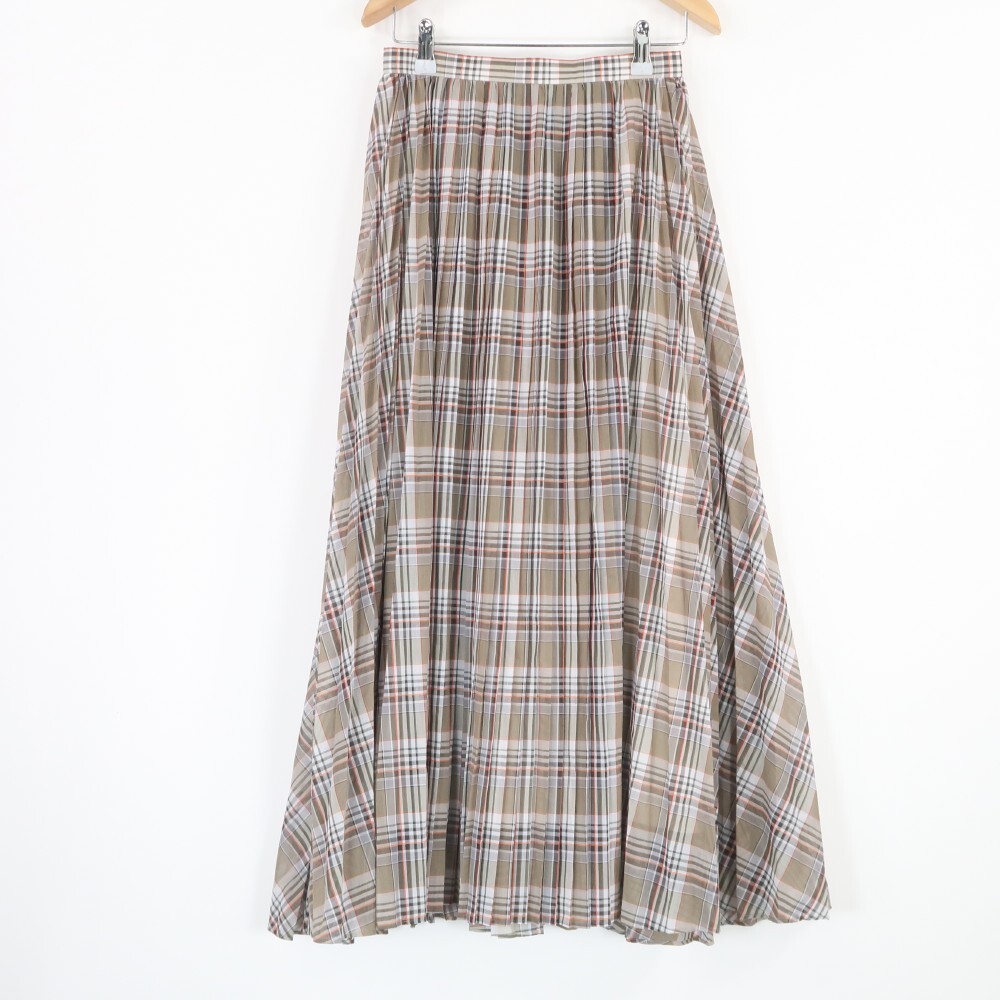 美品 DRESSTERIOR ドレステリア 085-72092 スカート 36 M ポリエステル コットン ロング チェック シアー レディース AN1369A24拍卖