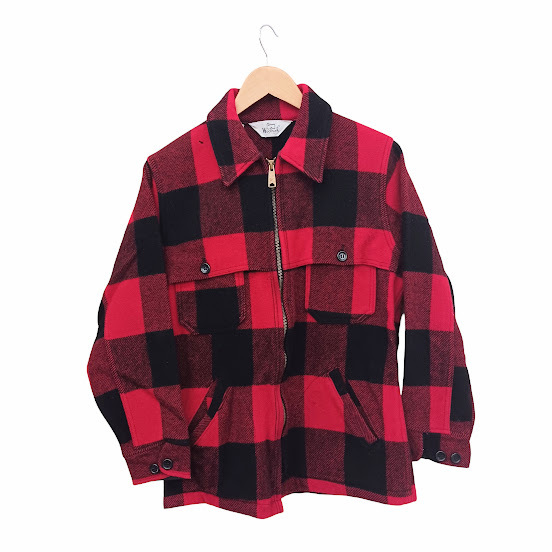 70s Woolrich ウールリッチ バッファローチェック ブロックチェック ジャケット ブルゾン レッド ブラック サイズ M ヴィンテージ拍卖