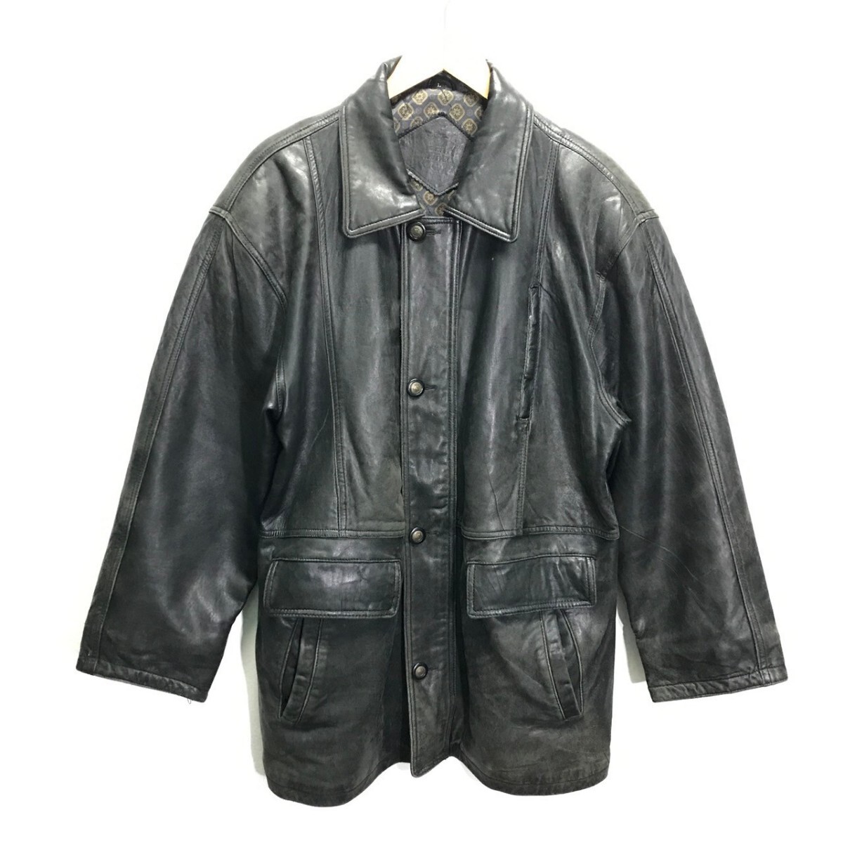 やわらかなシープスキン◎【ECHT LEDER】レザーコート アウター ミドル丈 羊革 本革 高級 ミドルエイジ 上質 カジュアル L / Y23313ii拍卖