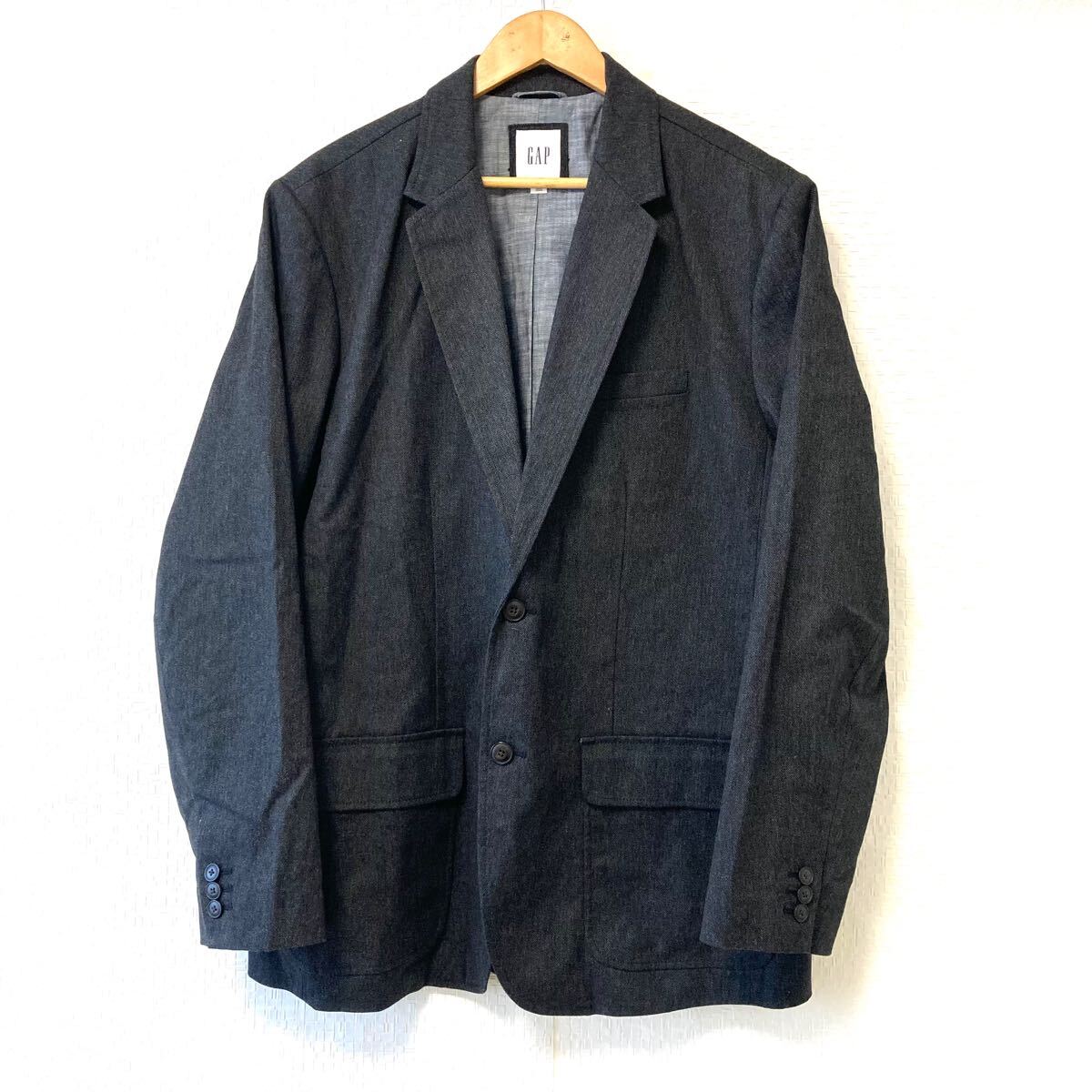 美品◎ オンオフどちらも使える!【GAP】ギャップ テーラード ジャケット ビジネス 通勤 カジュアル メンズ 紳士 グレー XL/Y24134UU拍卖