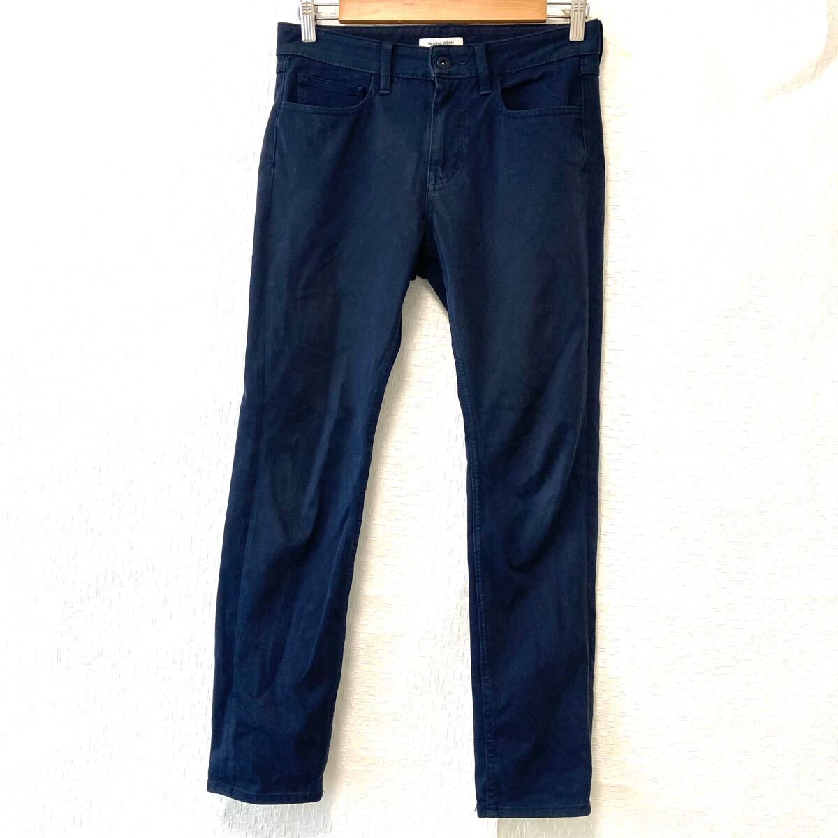 【GLOBAL WORK】グローバルワーク ストレッチ デニムパンツ ジーンズ ジーパン 無地 シンプル カジュアル 細身 ネイビー メンズ S/Y24192UU拍卖