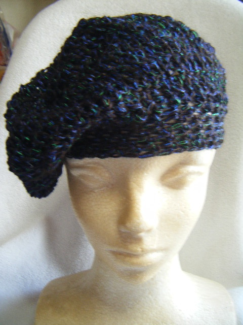 1年中*ベレー帽風*手編み男女兼用*こげ茶に色々をミックス むmu拍卖