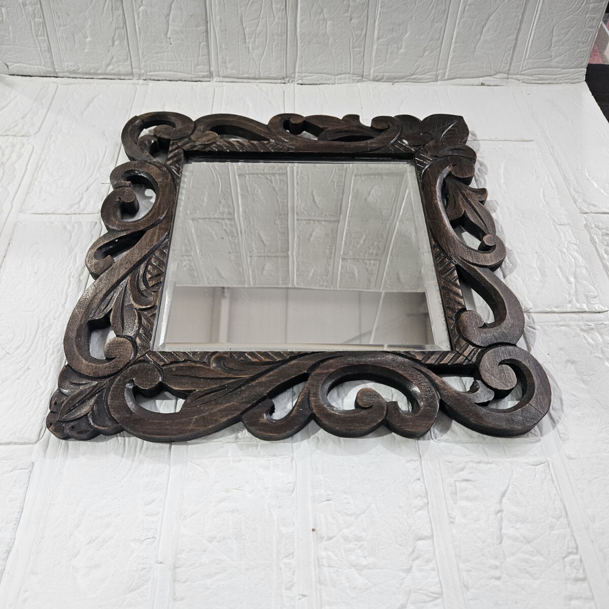 鏡 壁掛け鏡 壁掛け 木彫り ミラー コレクション インテリア拍卖